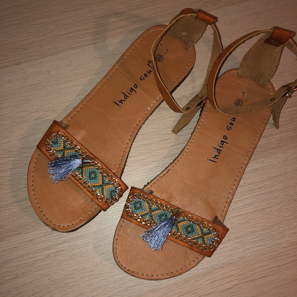 Boho Aztec Print Sandals — Indigo Soul